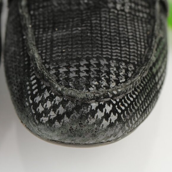 Earth Womens Scout Loafer Size 8 B Black Leather Houndstooth Slip On Flat Shoe - Picture 3 of 12